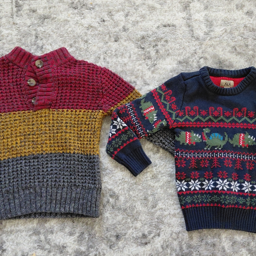 Cat & Jack Red and Gray Sweater